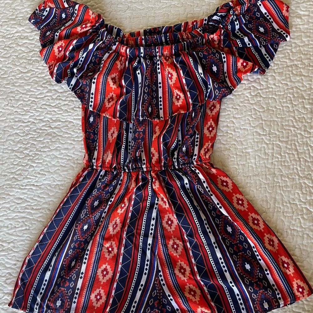 Rue21 Red and Blue Patterned Romper